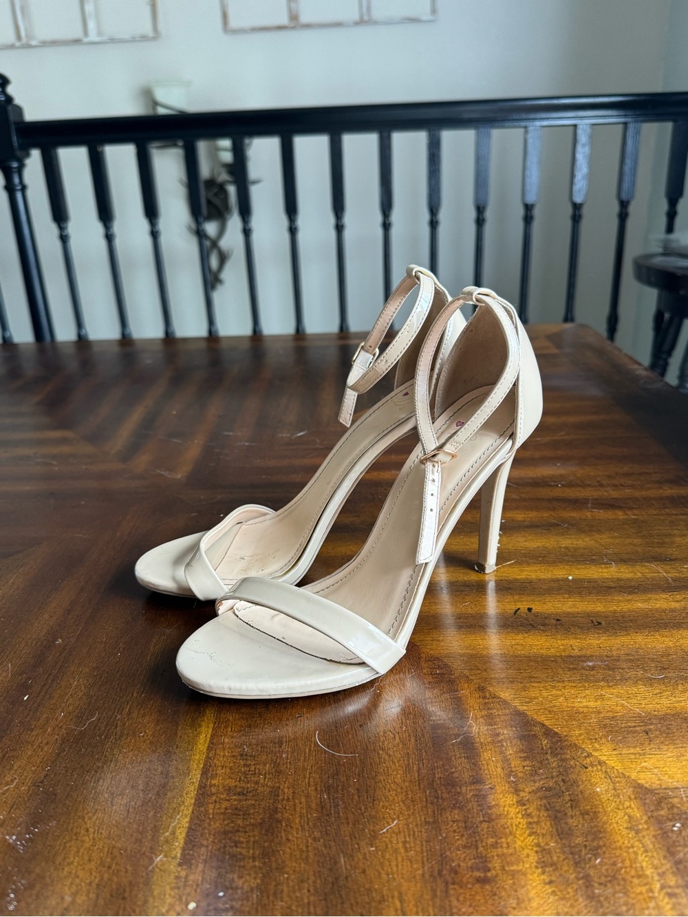 Delicious Beige Ankle-Strap Stiletto Heels